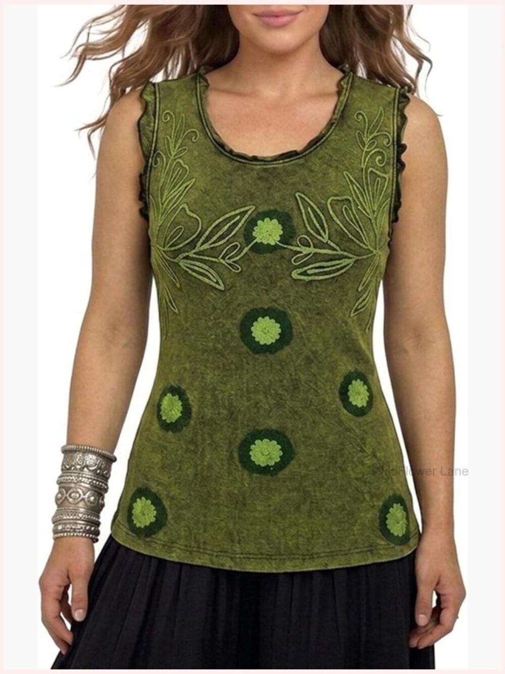 Bohemian Embroidered Tie-Dye Sleeveless Tank Top